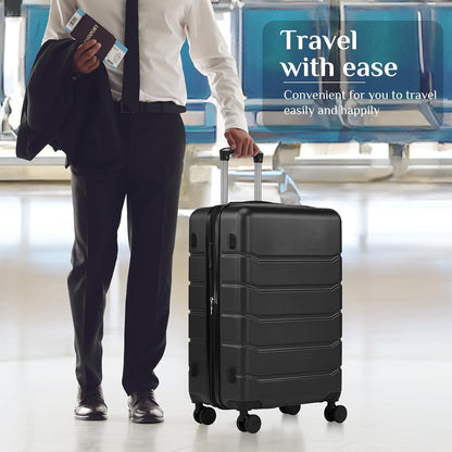20 Inch Carry-On Luggage, Hardside Suitcase with Spinner Wheels, Lightweight ABS Hard Shell Travel Luggage, TSA Approved Lock, Expandable Small Suitcase for Business & Travel–Olive Green