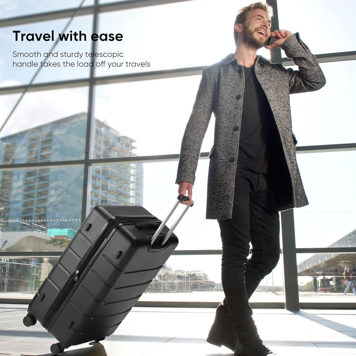 20 Inch Carry-On Luggage, Hardside Suitcase with Spinner Wheels, Lightweight ABS Hard Shell Travel Luggage, TSA Approved Lock, Expandable Small Suitcase for Business & Travel–Olive Green