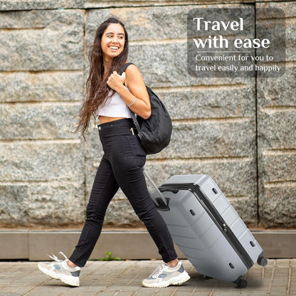 20 Inch Carry-On Luggage, Hardside Suitcase with Spinner Wheels, Lightweight ABS Hard Shell Travel Luggage, TSA Approved Lock, Expandable Small Suitcase for Business & Travel–Olive Green