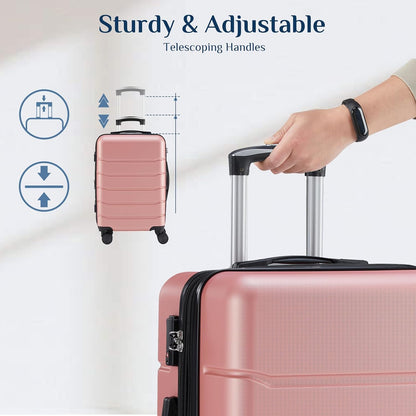 20 Inch Carry-On Luggage, Hardside Suitcase with Spinner Wheels, Lightweight ABS Hard Shell Travel Luggage, TSA Approved Lock, Expandable Small Suitcase for Business & Travel–Olive Green