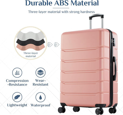20 Inch Carry-On Luggage, Hardside Suitcase with Spinner Wheels, Lightweight ABS Hard Shell Travel Luggage, TSA Approved Lock, Expandable Small Suitcase for Business & Travel–Olive Green