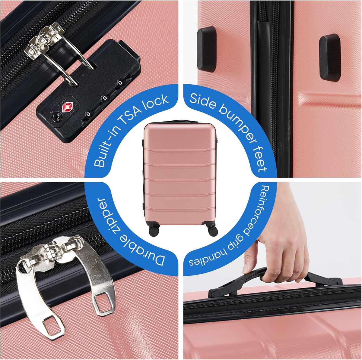 20 Inch Carry-On Luggage, Hardside Suitcase with Spinner Wheels, Lightweight ABS Hard Shell Travel Luggage, TSA Approved Lock, Expandable Small Suitcase for Business & Travel–Olive Green