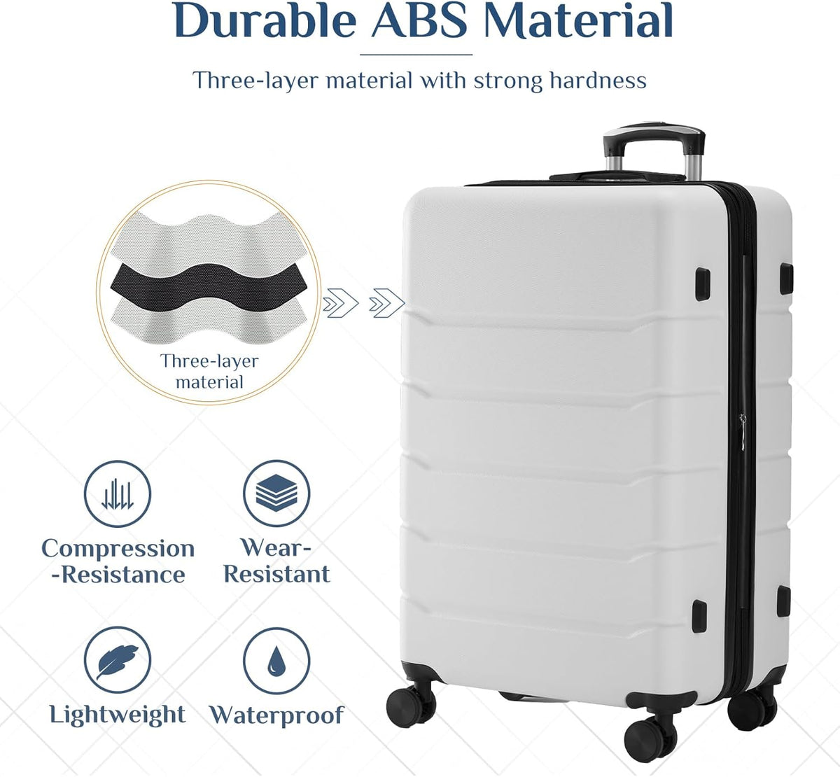 20 Inch Carry-On Luggage, Hardside Suitcase with Spinner Wheels, Lightweight ABS Hard Shell Travel Luggage, TSA Approved Lock, Expandable Small Suitcase for Business & Travel–Olive Green