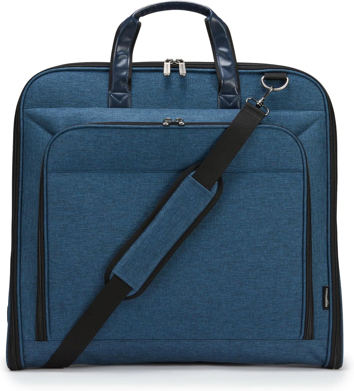 43" Travel Garment Bag Travel, Spacious Suit Bag with Detachable Shoulder Strap, Exterior/Interior Pockets, Imitation leather-reinforced Corners, Trifold, Black