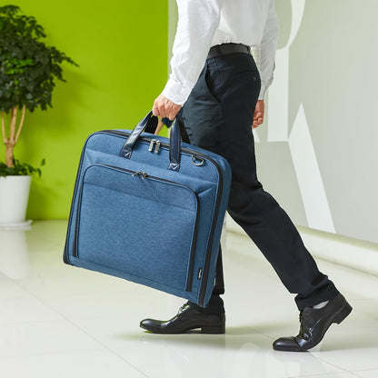 43" Travel Garment Bag Travel, Spacious Suit Bag with Detachable Shoulder Strap, Exterior/Interior Pockets, Imitation leather-reinforced Corners, Trifold, Black