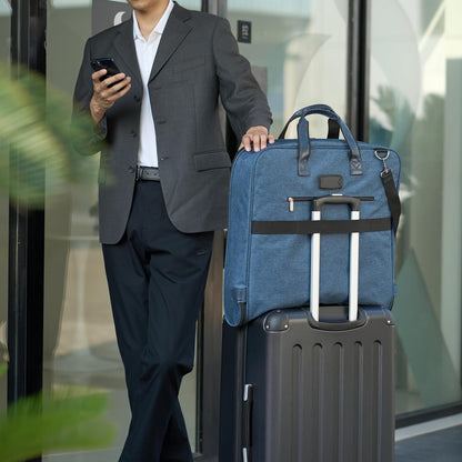43" Travel Garment Bag Travel, Spacious Suit Bag with Detachable Shoulder Strap, Exterior/Interior Pockets, Imitation leather-reinforced Corners, Trifold, Black
