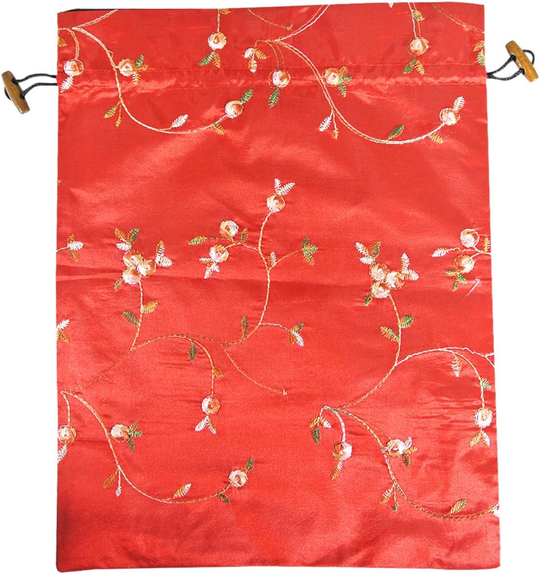Beautiful Embroidered Silk Travel Bag for Lingerie & Shoes - Pink