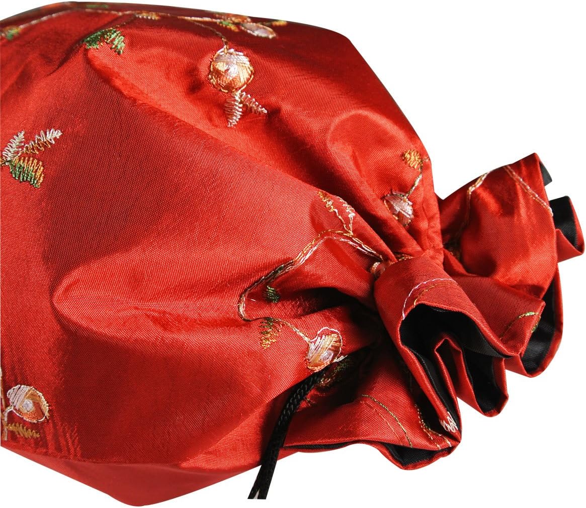 Beautiful Embroidered Silk Travel Bag for Lingerie & Shoes - Pink