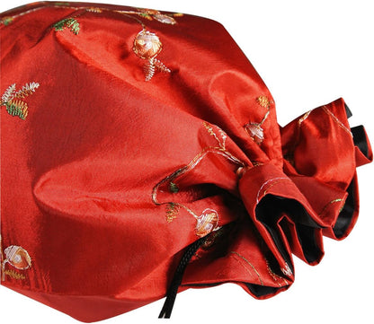 Beautiful Embroidered Silk Travel Bag for Lingerie & Shoes - Pink