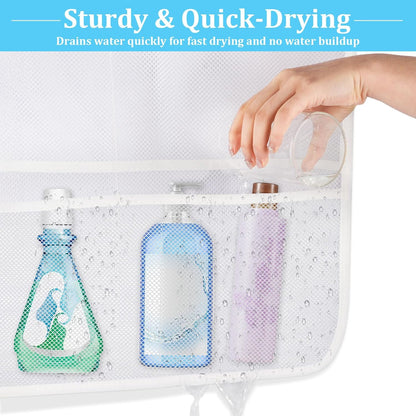 2 Pack Mesh Shower Caddy Hanging Organizer with 7 Pockets, Quick Dry Bathroom Storage Bag, Cruise Cabin and Dorm Essentials for Travel, Toiletry Organizer for Shampoo Soap
