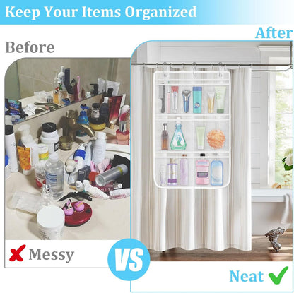 2 Pack Mesh Shower Caddy Hanging Organizer with 7 Pockets, Quick Dry Bathroom Storage Bag, Cruise Cabin and Dorm Essentials for Travel, Toiletry Organizer for Shampoo Soap