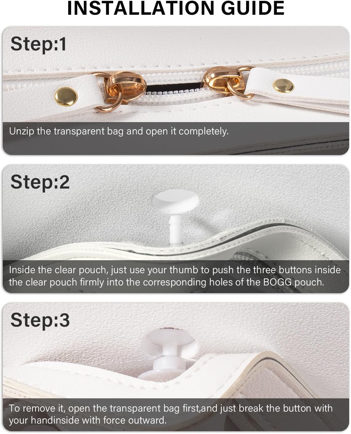 4 Pack Clear Toiletry Bags, Portable Travel Makeup Pouch with Zipper, TSA Approved Organizer, Clear Pouch Bags Compatible With Bogg Bag Divider Accessories(White)