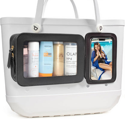 4 Pack Clear Toiletry Bags, Portable Travel Makeup Pouch with Zipper, TSA Approved Organizer, Clear Pouch Bags Compatible With Bogg Bag Divider Accessories(White)