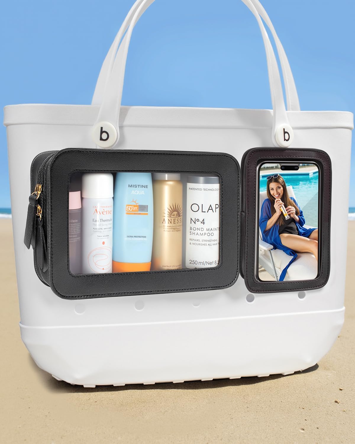 4 Pack Clear Toiletry Bags, Portable Travel Makeup Pouch with Zipper, TSA Approved Organizer, Clear Pouch Bags Compatible With Bogg Bag Divider Accessories(White)