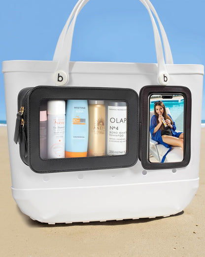 4 Pack Clear Toiletry Bags, Portable Travel Makeup Pouch with Zipper, TSA Approved Organizer, Clear Pouch Bags Compatible With Bogg Bag Divider Accessories(White)