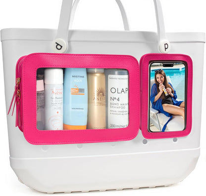 4 Pack Clear Toiletry Bags, Portable Travel Makeup Pouch with Zipper, TSA Approved Organizer, Clear Pouch Bags Compatible With Bogg Bag Divider Accessories(White)