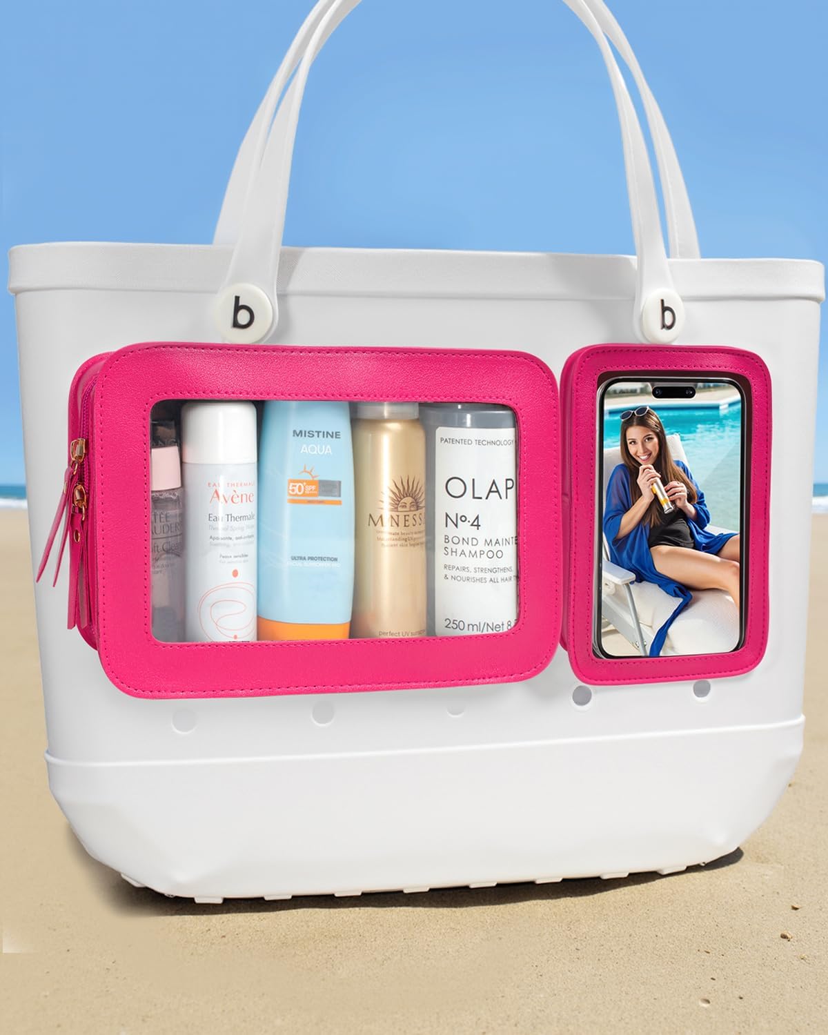 4 Pack Clear Toiletry Bags, Portable Travel Makeup Pouch with Zipper, TSA Approved Organizer, Clear Pouch Bags Compatible With Bogg Bag Divider Accessories(White)