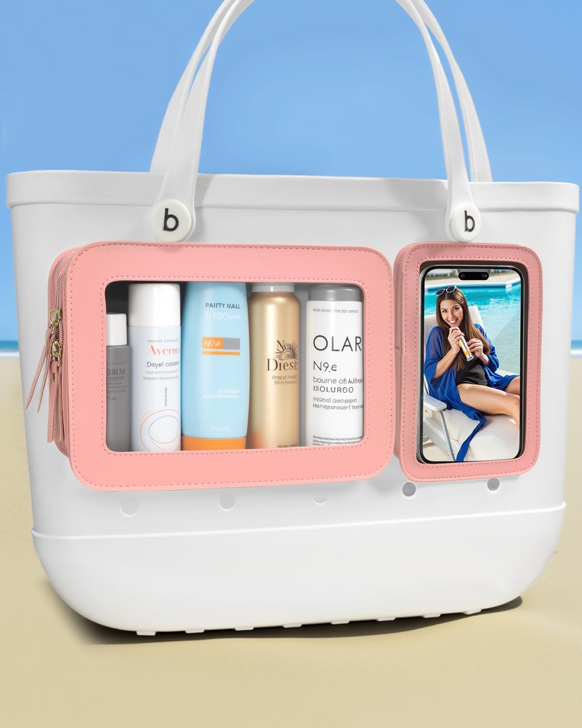 4 Pack Clear Toiletry Bags, Portable Travel Makeup Pouch with Zipper, TSA Approved Organizer, Clear Pouch Bags Compatible With Bogg Bag Divider Accessories(White)