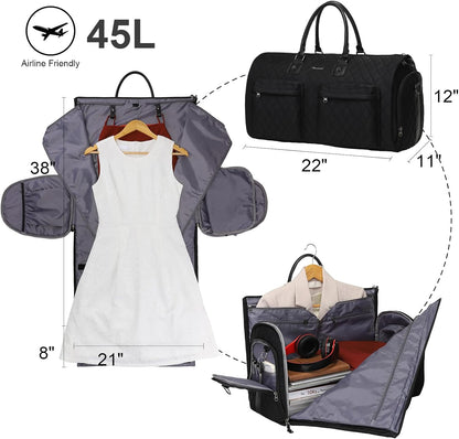 Convertible Garment Duffel Bag, 2-in-1 Hanging Suitcase for Travel | Eco-friendly garment bag converts hanging to duffel, Waterproof & wrinkle-resistant, Great for weekend or business travel.