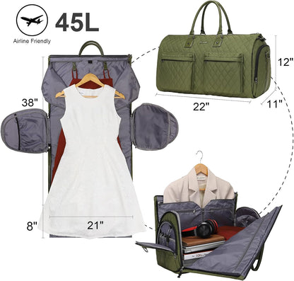 Convertible Garment Duffel Bag, 2-in-1 Hanging Suitcase for Travel | Eco-friendly garment bag converts hanging to duffel, Waterproof & wrinkle-resistant, Great for weekend or business travel.