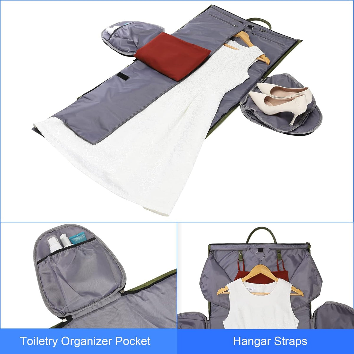 Convertible Garment Duffel Bag, 2-in-1 Hanging Suitcase for Travel | Eco-friendly garment bag converts hanging to duffel, Waterproof & wrinkle-resistant, Great for weekend or business travel.