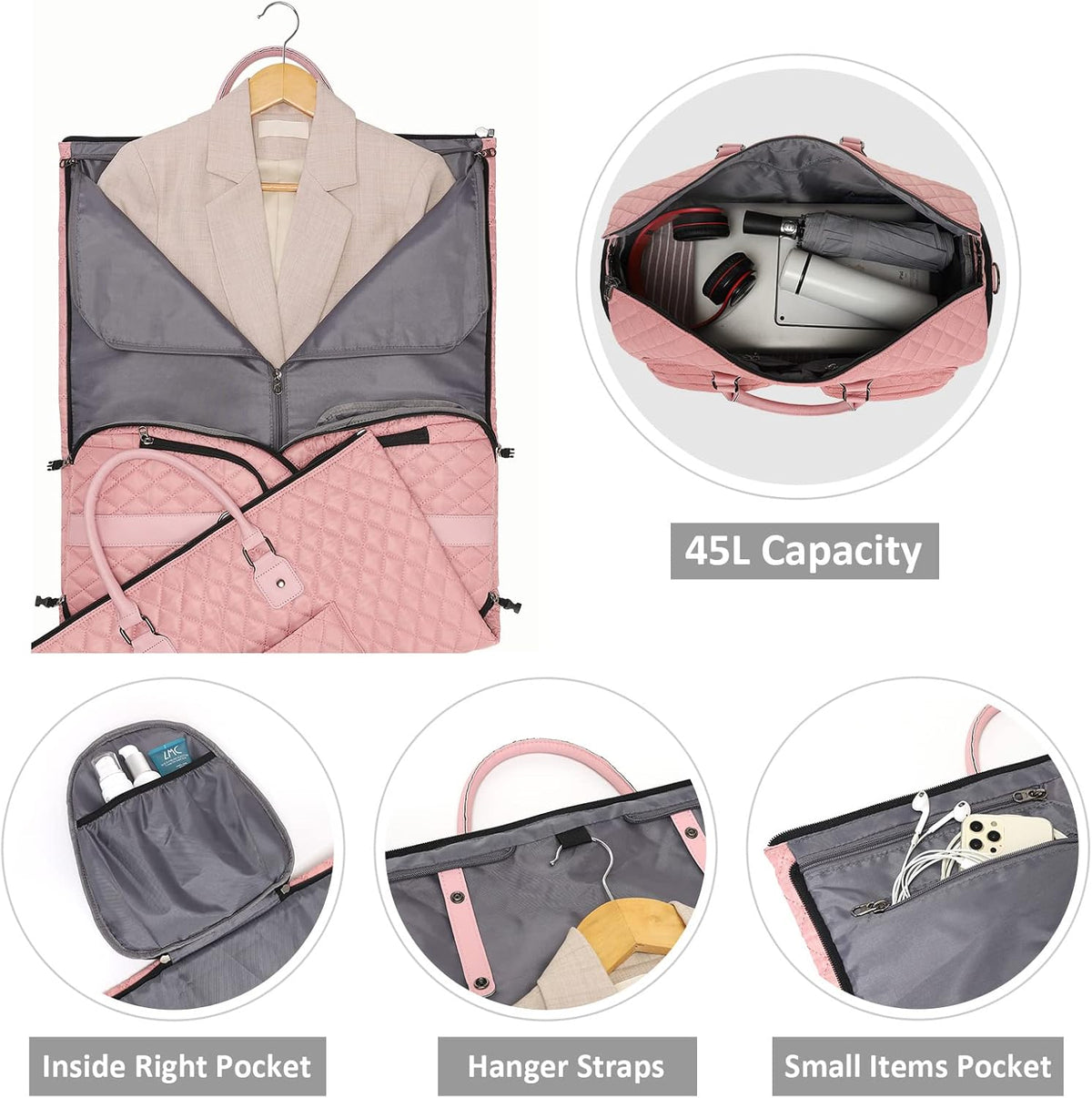 Convertible Garment Duffel Bag, 2-in-1 Hanging Suitcase for Travel | Eco-friendly garment bag converts hanging to duffel, Waterproof & wrinkle-resistant, Great for weekend or business travel.