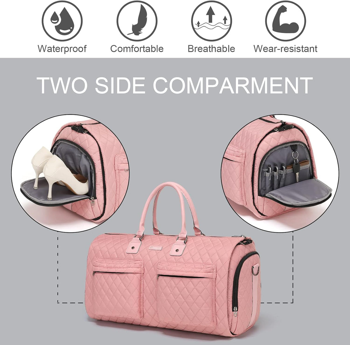 Convertible Garment Duffel Bag, 2-in-1 Hanging Suitcase for Travel | Eco-friendly garment bag converts hanging to duffel, Waterproof & wrinkle-resistant, Great for weekend or business travel.