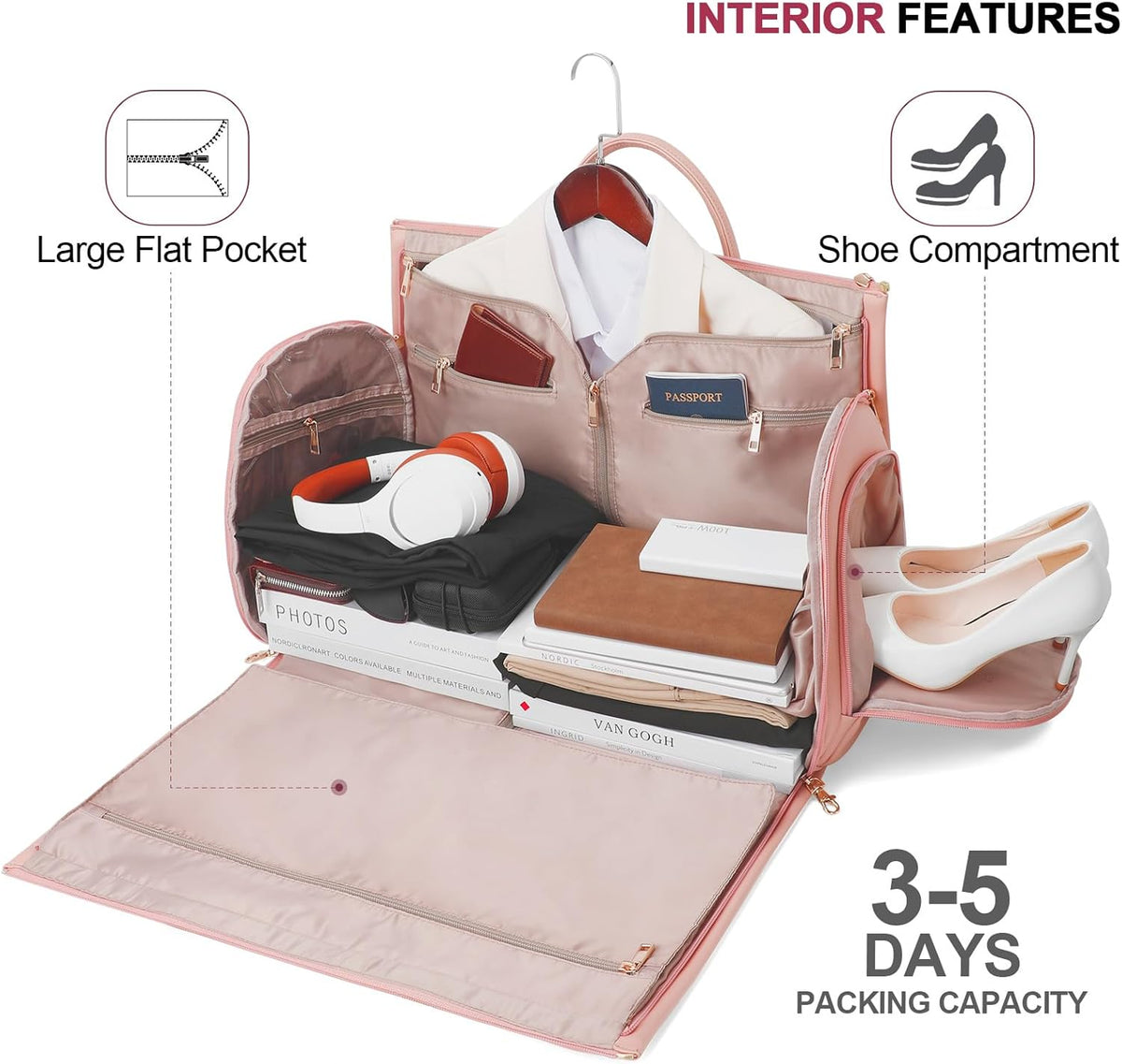 Convertible Garment Duffel Bag, 2-in-1 Hanging Suitcase for Travel | Eco-friendly garment bag converts hanging to duffel, Waterproof & wrinkle-resistant, Great for weekend or business travel.