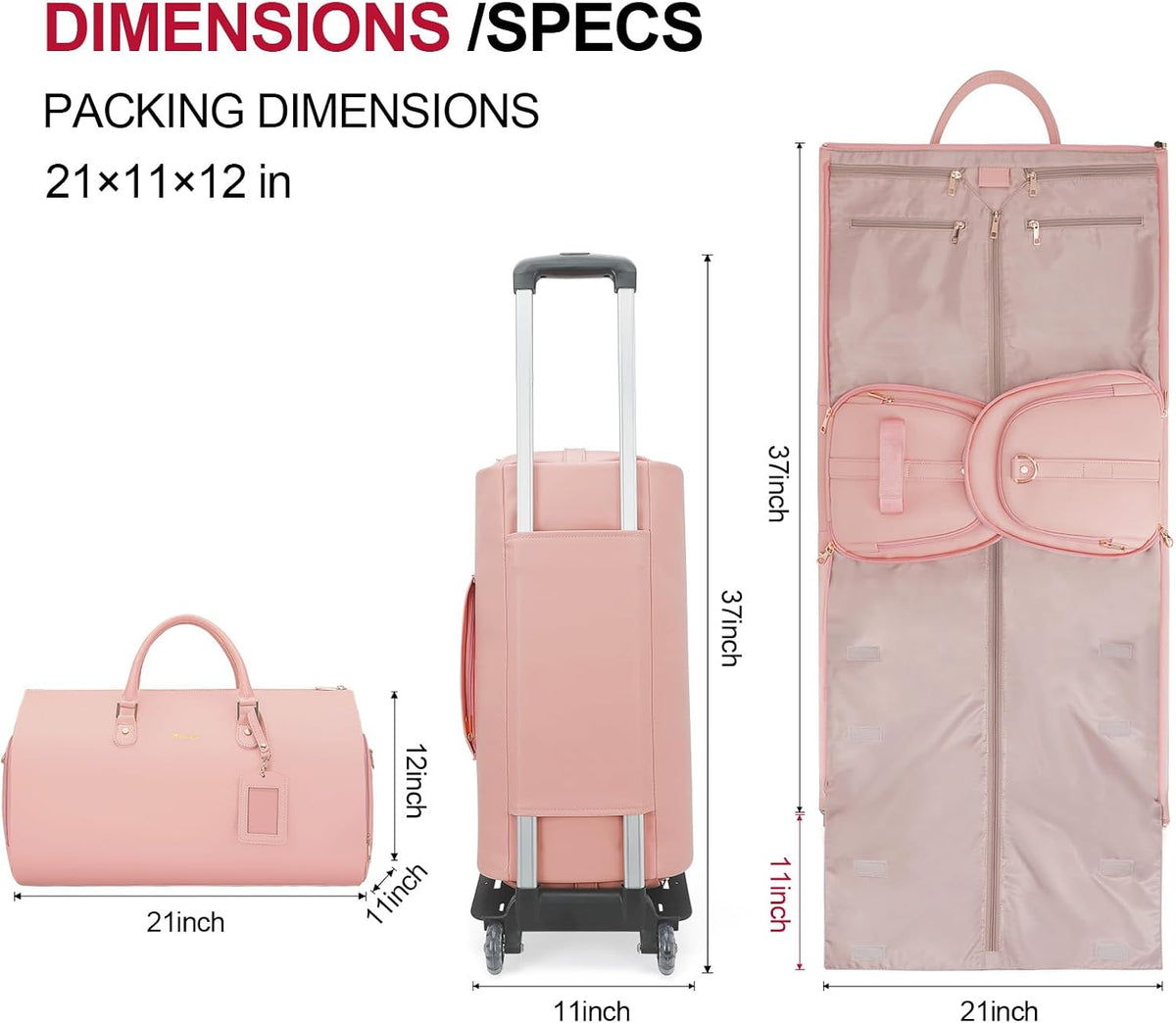 Convertible Garment Duffel Bag, 2-in-1 Hanging Suitcase for Travel | Eco-friendly garment bag converts hanging to duffel, Waterproof & wrinkle-resistant, Great for weekend or business travel.