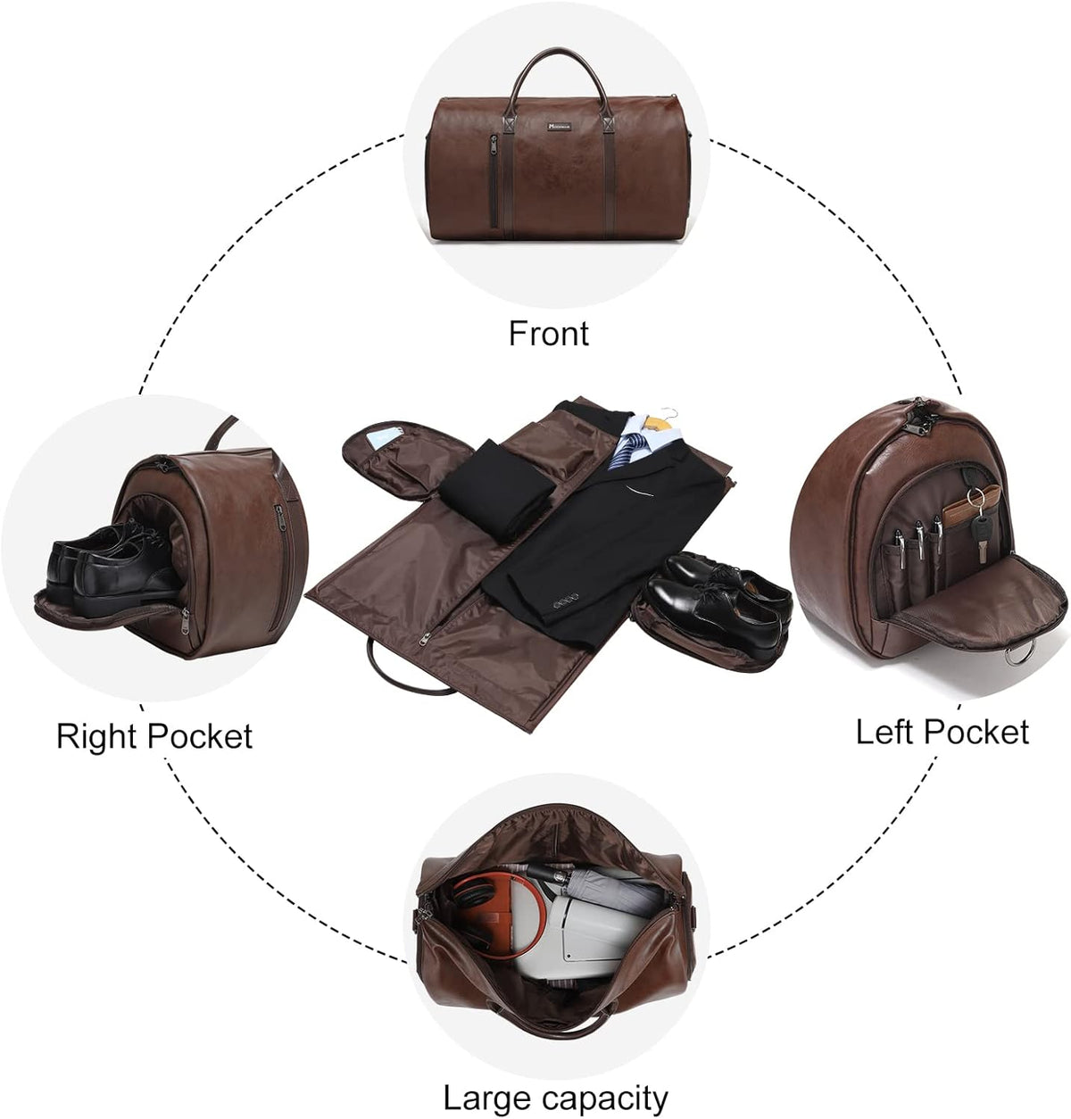 Convertible Garment Duffel Bag, 2-in-1 Hanging Suitcase for Travel | Eco-friendly garment bag converts hanging to duffel, Waterproof & wrinkle-resistant, Great for weekend or business travel.