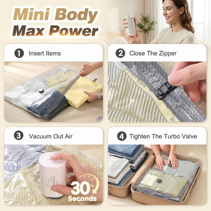 Vacuum Seal Bags for Clothing Travel with Rechargeable Electric Pump, Space Saver Vacuum Storage Bags Travel, Reusable Compression Bags for Luggage Home (Checkered)