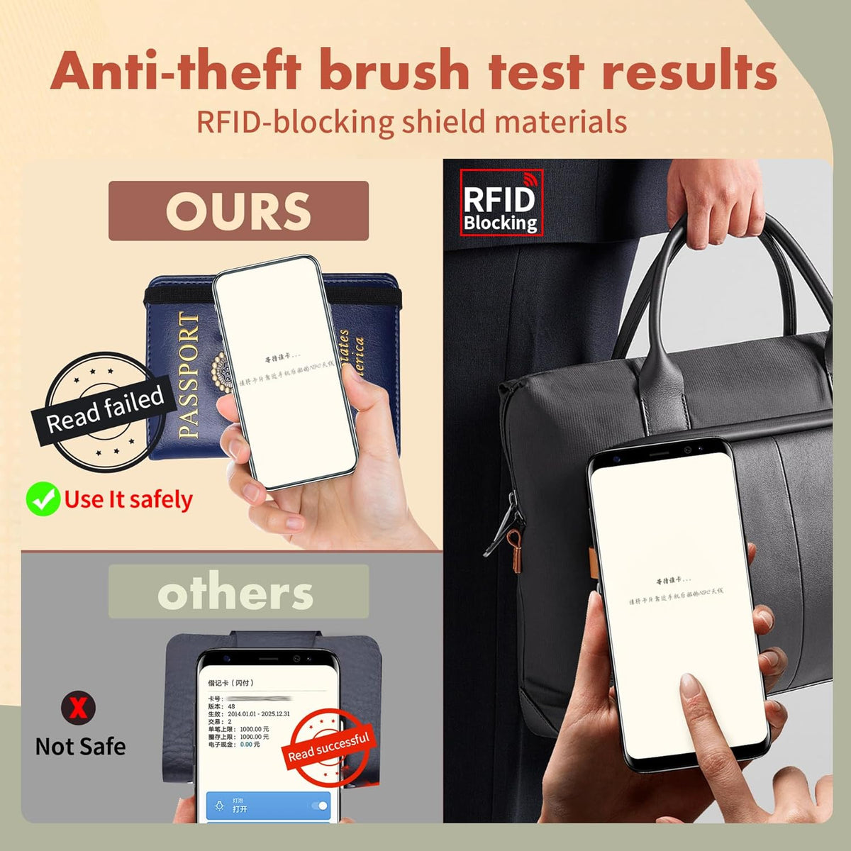 Passport Holder and Card Slot Combo RFID Blocking Leather Family Travel Passport Wallet Travel Accessories for Men Women US Passport Cover Protector (Travel black)