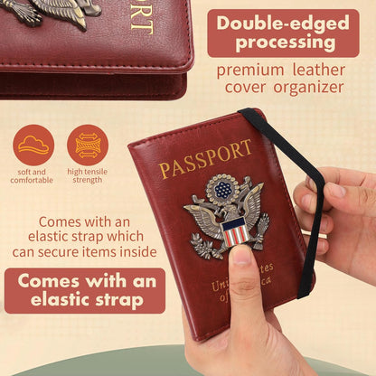 Passport Holder and Card Slot Combo RFID Blocking Leather Family Travel Passport Wallet Travel Accessories for Men Women US Passport Cover Protector (Travel black)