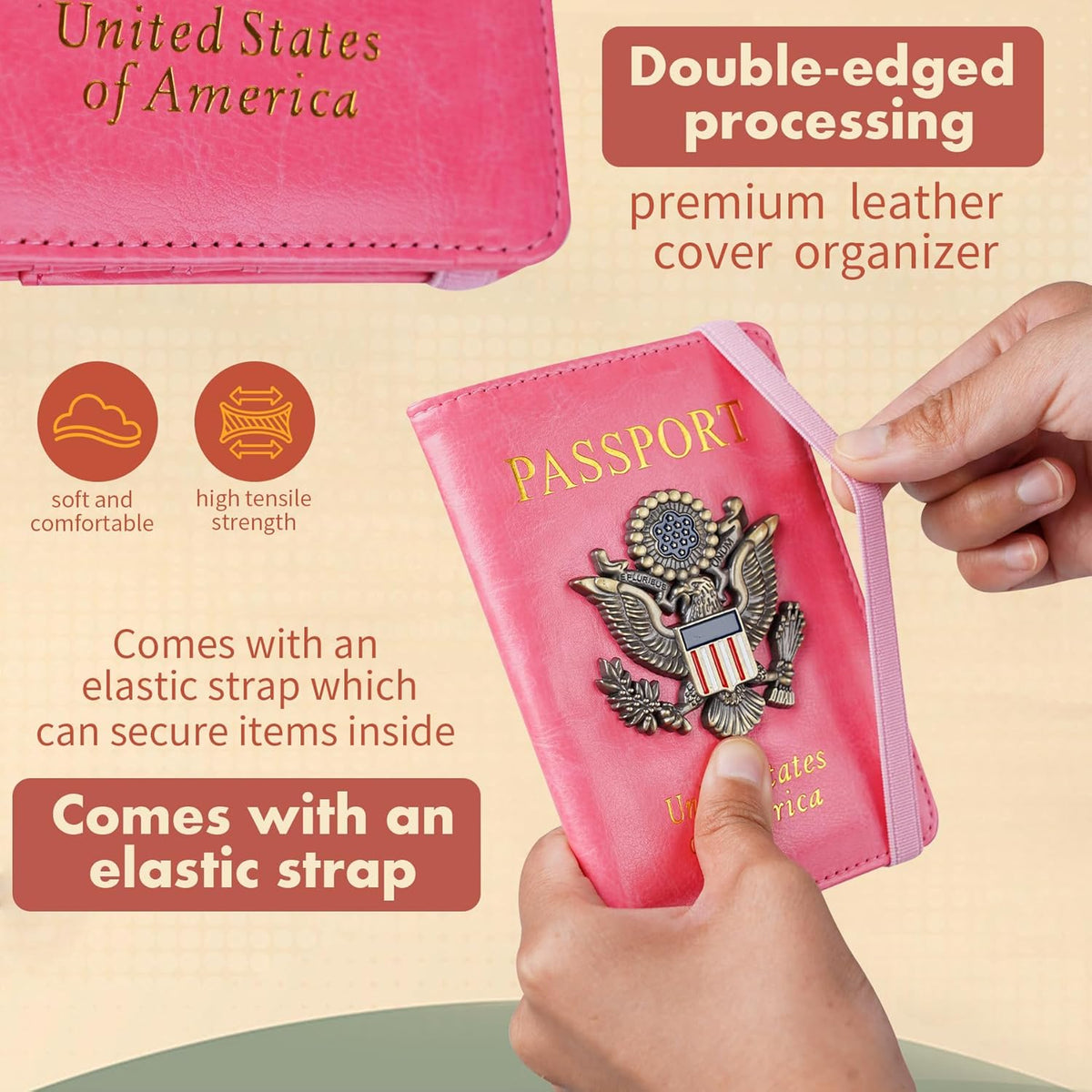 Passport Holder and Card Slot Combo RFID Blocking Leather Family Travel Passport Wallet Travel Accessories for Men Women US Passport Cover Protector (Travel black)