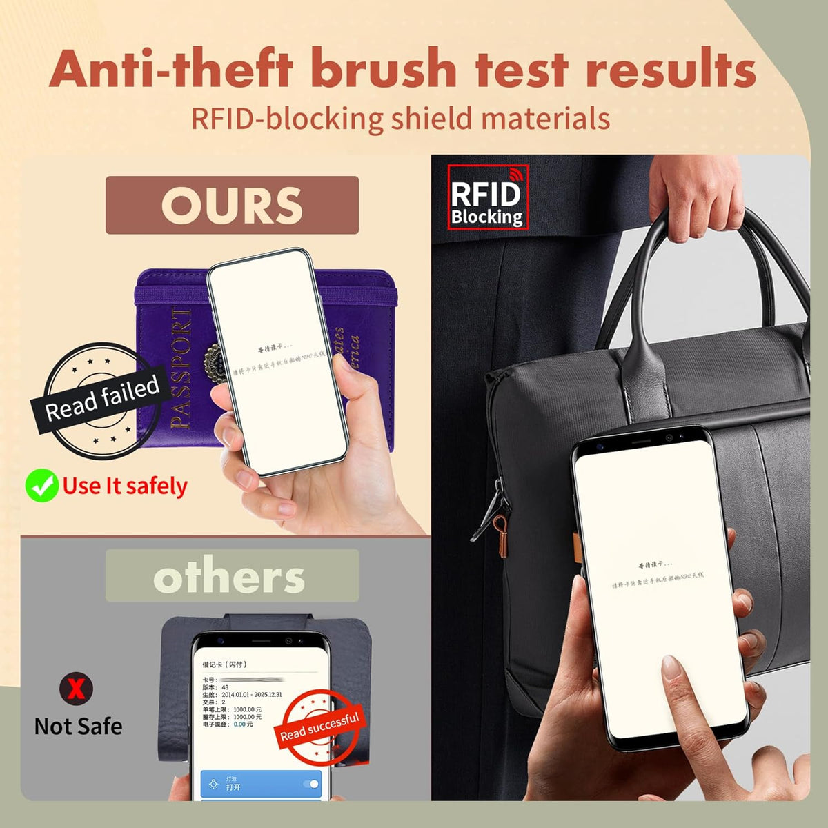 Passport Holder and Card Slot Combo RFID Blocking Leather Family Travel Passport Wallet Travel Accessories for Men Women US Passport Cover Protector (Travel black)