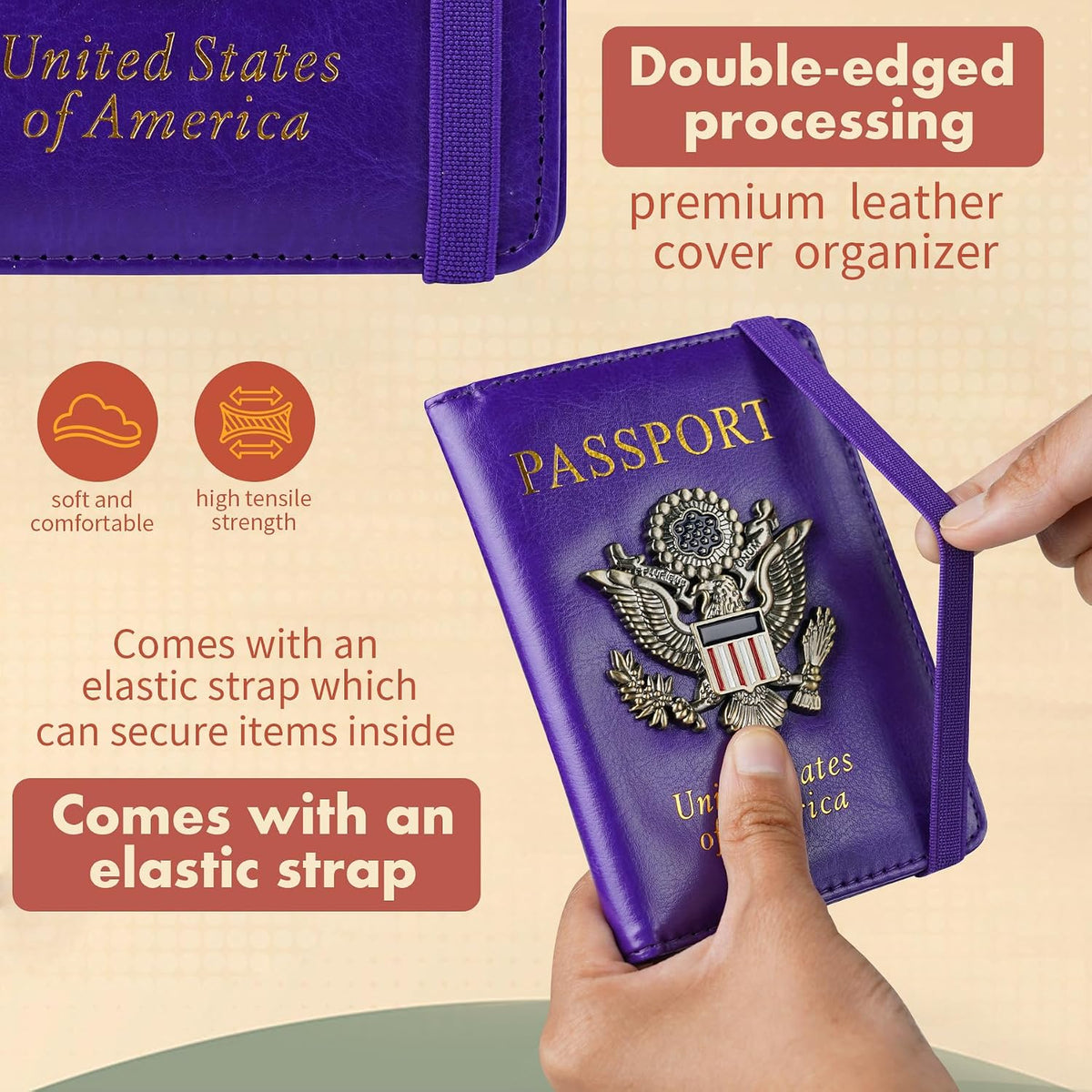 Passport Holder and Card Slot Combo RFID Blocking Leather Family Travel Passport Wallet Travel Accessories for Men Women US Passport Cover Protector (Travel black)