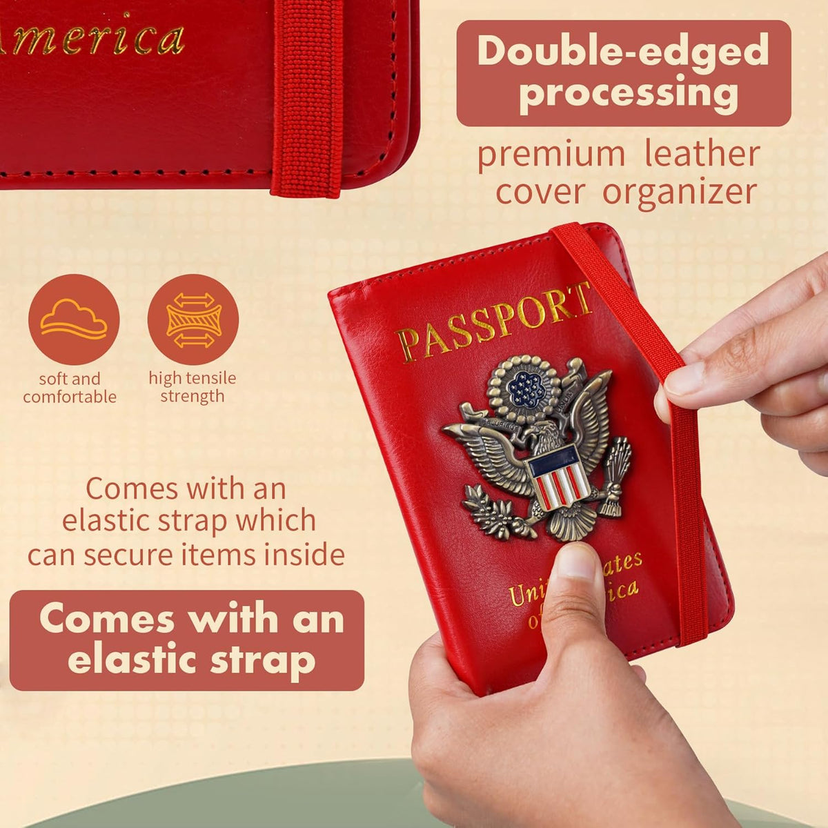 Passport Holder and Card Slot Combo RFID Blocking Leather Family Travel Passport Wallet Travel Accessories for Men Women US Passport Cover Protector (Travel black)