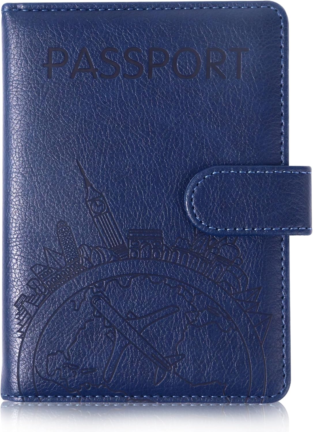 Passport Holder and Card Slot Combo RFID Blocking Leather Family Travel Passport Wallet Travel Accessories for Men Women US Passport Cover Protector (Travel black)