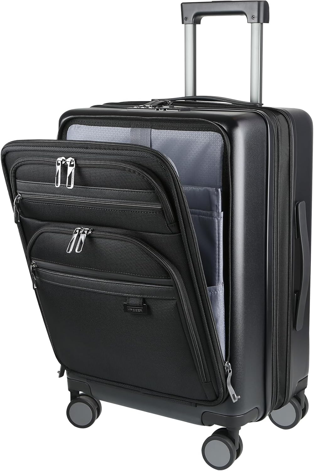 Hardside Expandable Carry On Luggage 22x14x9 Airline Approved With Front Business Pockets, 20 Inch Suitcases with Wheels, Carry on Suitcase with TSA Lock & USB Port, Black