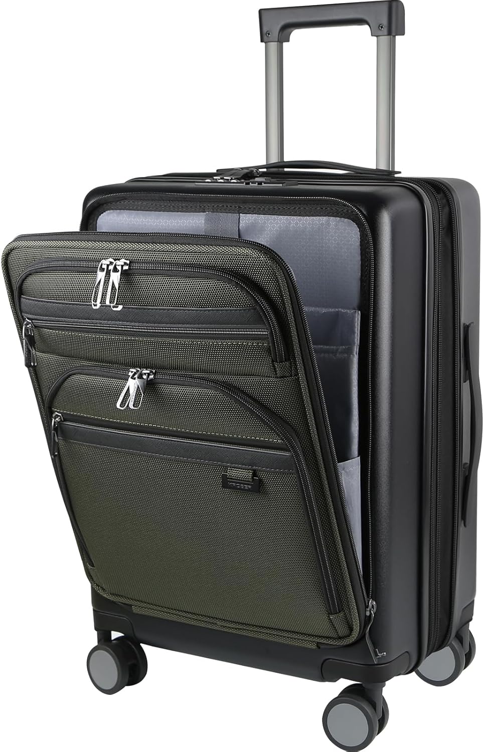 Hardside Expandable Carry On Luggage 22x14x9 Airline Approved With Front Business Pockets, 20 Inch Suitcases with Wheels, Carry on Suitcase with TSA Lock & USB Port, Black