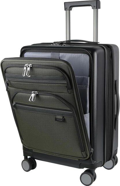 Hardside Expandable Carry On Luggage 22x14x9 Airline Approved With Front Business Pockets, 20 Inch Suitcases with Wheels, Carry on Suitcase with TSA Lock & USB Port, Black