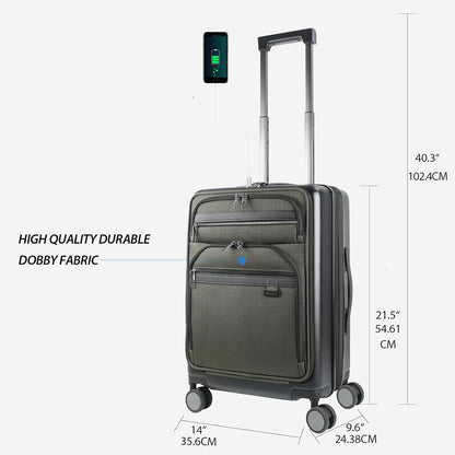 Hardside Expandable Carry On Luggage 22x14x9 Airline Approved With Front Business Pockets, 20 Inch Suitcases with Wheels, Carry on Suitcase with TSA Lock & USB Port, Black
