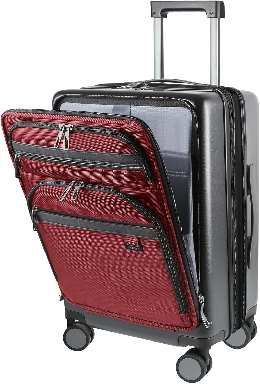 Hardside Expandable Carry On Luggage 22x14x9 Airline Approved With Front Business Pockets, 20 Inch Suitcases with Wheels, Carry on Suitcase with TSA Lock & USB Port, Black