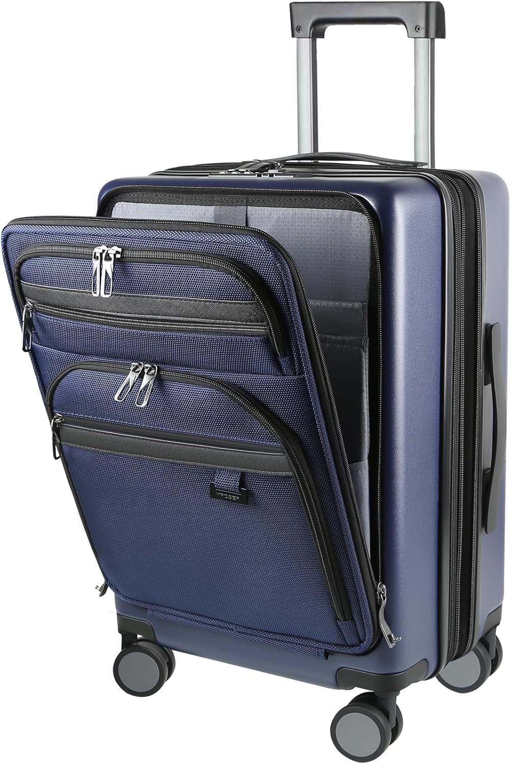 Hardside Expandable Carry On Luggage 22x14x9 Airline Approved With Front Business Pockets, 20 Inch Suitcases with Wheels, Carry on Suitcase with TSA Lock & USB Port, Black