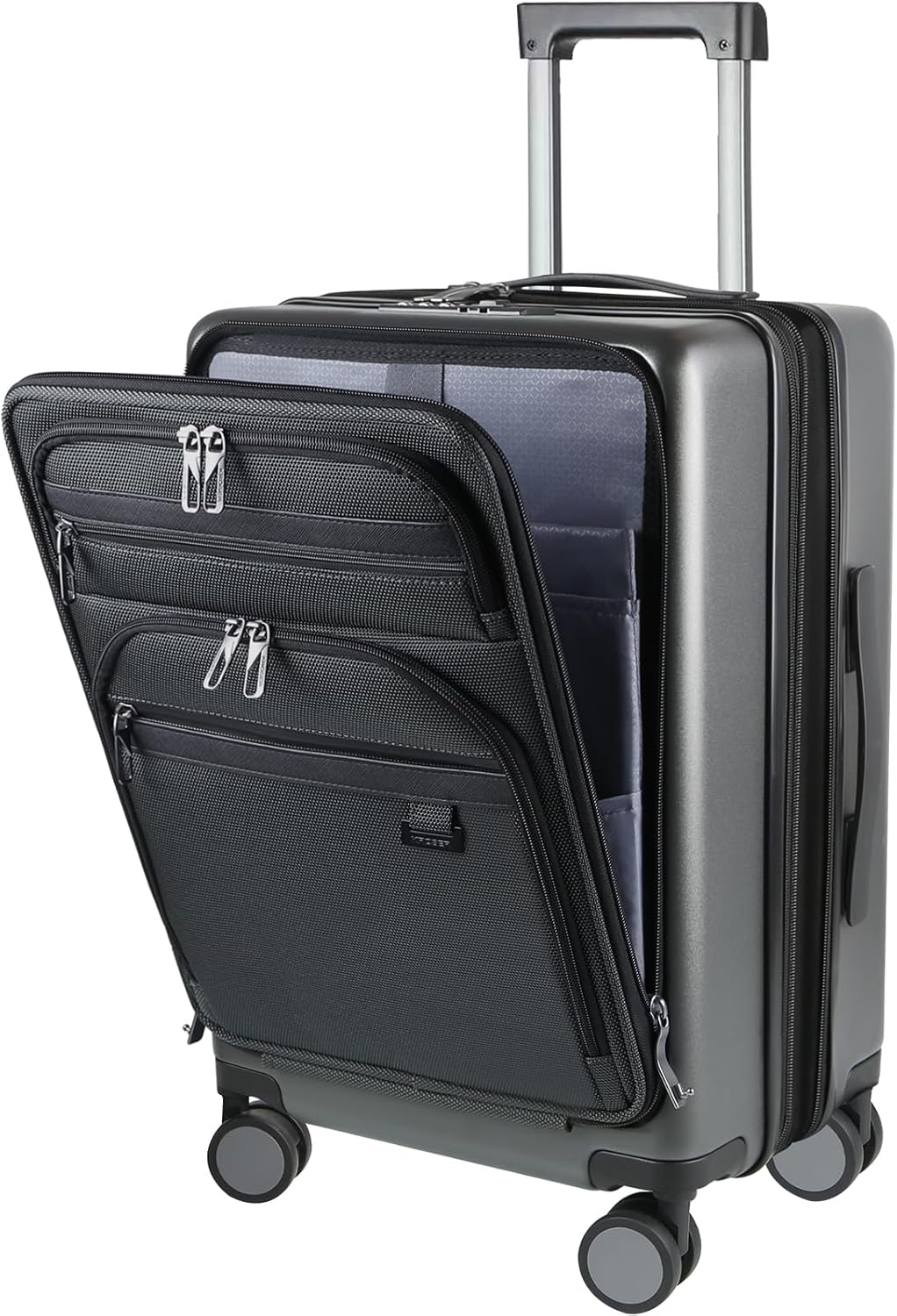 Hardside Expandable Carry On Luggage 22x14x9 Airline Approved With Front Business Pockets, 20 Inch Suitcases with Wheels, Carry on Suitcase with TSA Lock & USB Port, Black