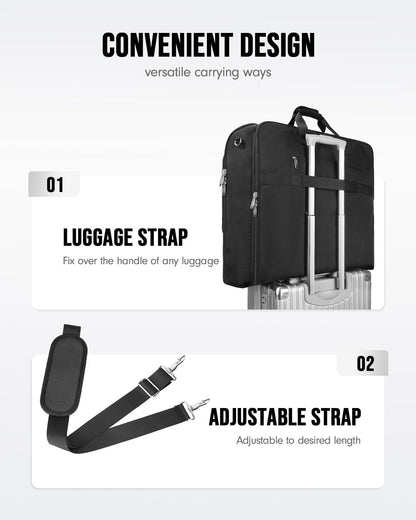 Garment Bags for Travel, Large Double Layer Suit Bag Up to 6 Suits | Foldable Carry On Garment Luggage, Convertible Business Suitcase, For Hanging Clothes, For Men Women, Shoulder Strap, Black