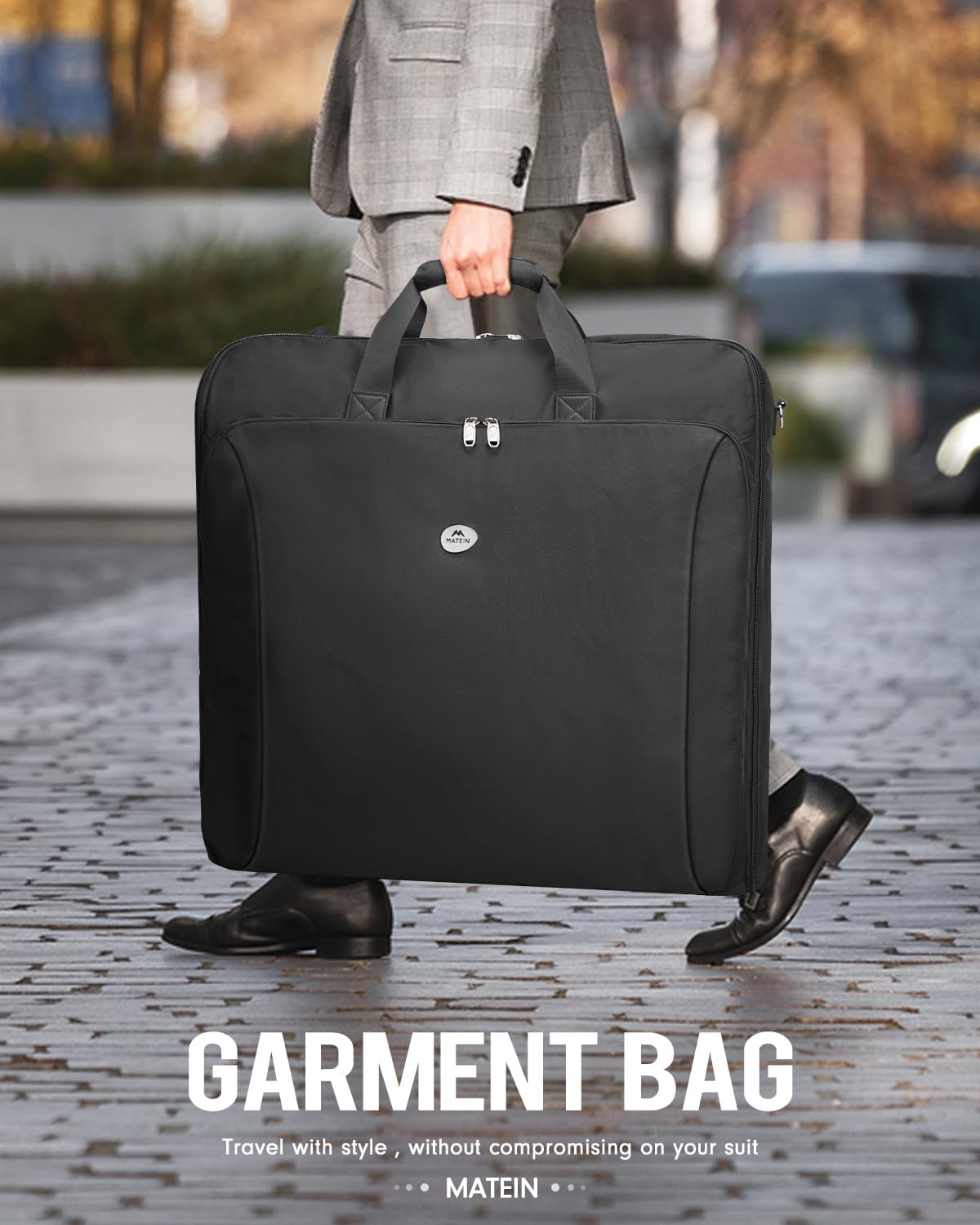 Garment Bags for Travel, Large Double Layer Suit Bag Up to 6 Suits | Foldable Carry On Garment Luggage, Convertible Business Suitcase, For Hanging Clothes, For Men Women, Shoulder Strap, Black