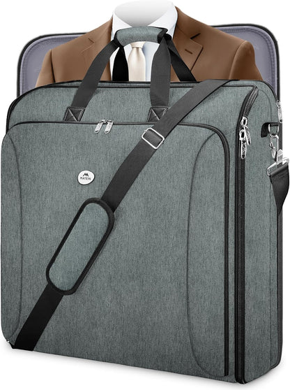 Garment Bags for Travel, Large Double Layer Suit Bag Up to 6 Suits | Foldable Carry On Garment Luggage, Convertible Business Suitcase, For Hanging Clothes, For Men Women, Shoulder Strap, Black