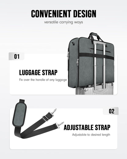 Garment Bags for Travel, Large Double Layer Suit Bag Up to 6 Suits | Foldable Carry On Garment Luggage, Convertible Business Suitcase, For Hanging Clothes, For Men Women, Shoulder Strap, Black
