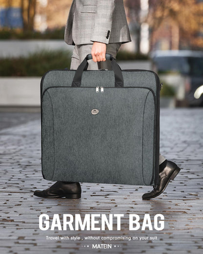 Garment Bags for Travel, Large Double Layer Suit Bag Up to 6 Suits | Foldable Carry On Garment Luggage, Convertible Business Suitcase, For Hanging Clothes, For Men Women, Shoulder Strap, Black